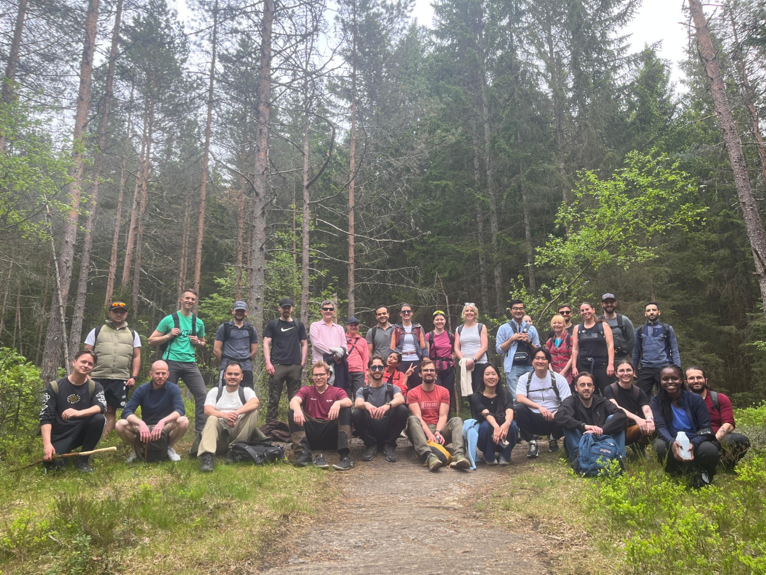 Social! members together on a forest hike